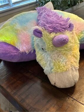 Pillow Pets Glow Pets Light Up Rainbow Stuffed Plush Unicorn w/ Night Light 17"